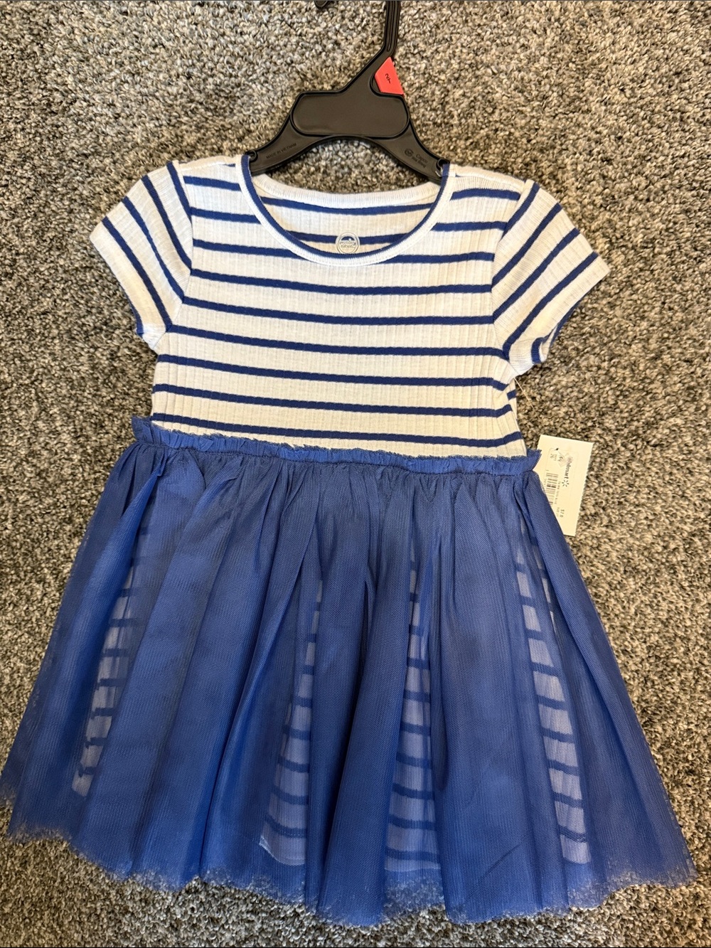 wonder nation White & Blue Striped Tulle Dress size 2T NWT